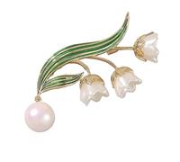 2PCS Tulip Flower Golden Brooch Elegant Design Sense Rose White Stone Jewelry Brooches