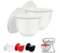 2PCS Type Mixing Bowl Silicone Insert Auxiliary Device, Non-Stick Gasket and 5 Quart Inclined Head Mixer Accessory Cover Easy to Clean and Replace parts(Thickened version 2 white)
