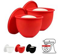 2PCS Type Mixing Bowl Silicone Insert Auxiliary Device, Non-Stick Gasket and 5 Quart Inclined Head Mixer Accessory Cover Easy to Clean and Replace parts(Regular version 2 Red)