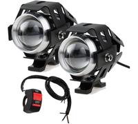 2PCS U5 Phares avant pour moto - 15W 3000LM Phare LED pour moto commutateur à 3 modes Phare supplémentaire IP65 Étanche Projecteur