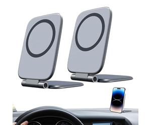 2PCS Ultra-Thin Foldable Magnetic Car Phone Mount | 2026 New Portable Shockproof Vacuum DualSided Magnetic Phone Holder | Adjustable Super-Thin PhoneHolder for Car Retractable Foldable,Laptop,Gym
