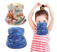 2PCS Unisexe Tour de Cou Élastique pour L'enfant, Cache-Cou Tubulaire Séchage Rapide, Echarpe Sport Cheveux Gaiter Masque, Cache-Cou Enfants Fin, Vent Poussière Preuve UV pour Yoga Cyclisme Randonnée
