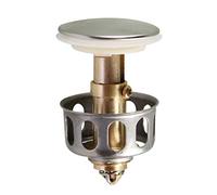 2Pcs Universal Sink Plug, Pop Up Drain Stopper with Basket, Brass Bath Basin Plug & Push Type Sink Strainer, Bounce Core Replacement for Bathroom Kitchen, 35mm