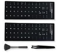 2pcs Universel Italien Clavier Stickers, Fond Noir Blanc avec Lettrage Autocollant de Clavier pour Ordinateur Portable Ordinateur Portable de Bureau claviers