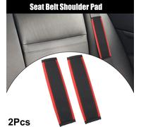 2pcs Universel Voiture Siège Ceinture Couverture Cou Tapis Faux Cuir Rouge