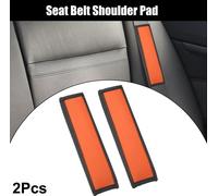 2pcs Universel Voiture Siège Ceinture Couverture Cou Tapis Faux Cuir Trou Orange