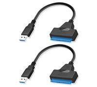 2PCS USB 3.0 vers SATA, Adaptateur USB Sata Applicable uniquement aux disques durs pour HDD et SSD 2,5 Pouces, Câble SATA vers USB Haute Vitesse 5Gbps, Plug & Play pour Particuliers et Professionnels