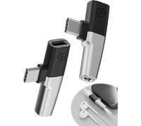 2pcs Usb C 3.5mm Jack Adapter With Quick Charge 2 In 1 Type C Pd Charge + Hi-Fi Audio Output Adapter Type C To Aux 2 In 1 Earphone For Iphone 16/15/14/S25/S24/S23/Huawei