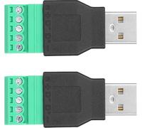 2Pcs USB Male Plug to 5 Pin Screw Terminal Adapter Connetor (connecteur USB mâle vers borne à vis à 5 broches)