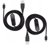 2Pcs USB Male to Micro USB Male On/Off Switch Cable 1.5m/5ft Micro USB Power Switch Cable for Raspberry Pi 4