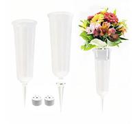2PCS Vase Funeraire pour Cimetière, Amovible Vase Cimetiere, Blanc Vases Funéraires en Plastique, Vase De Cimetière avec Pointe en Terre, Décoration De Tombe