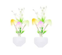 2Pcs Veilleuse LED Chambre, Veilleuse Enfant Prise Forme Champignon, Lampe de Nuit Mural Automatique Brancher et Utiliser, 7 Couleurs Changement LED Champignon Lampe Silicone pour Maison (Gazon)