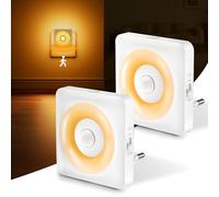 2PCS Veilleuse Prise Électrique avec Détecteur de Mouvement,Veilleuse Prise 3 Modes: Détection/Permanent/Éteint. Minuterie et Intensité Réglable .Parfait pour Chambre, Salon, Salle de Bain, Ambre