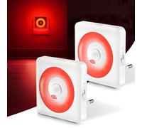2PCS Veilleuse Prise Électrique avec Détecteur de Mouvement,Veilleuse Prise 3 Modes: Détection/Permanent/Éteint. Minuterie et Intensité Réglable .Parfait pour Chambre, Salon, Salle de Bain, Rouge