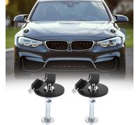2Pcs Verrou capot moteur voiture universel Alliage d'aluminium Kit goupille clé verrouillage dégagement rapide Motif en fibre de carbone Noir