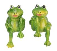 2pcs Vert Résine Grenouilles Sculpture Belle Intérieur en Plein air Jardin Décoration de Sculpture pour Bureau à la Maison Jardin Patio Cour Pelouse