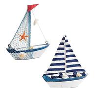 2pcs Voilier Modèle Marin Voilier Salle De Voilier Décor Figurines Miniatures Style Méditerranéen Navire Petit Bateau Ornements