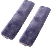 2pcs voiture en peluche Ceinture de sécurité de harnais de siège enveloppant Epaulière souple grise