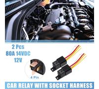2pcs Voiture Relais avec Prise Harnais 4 Broche 12V 80Amp Modèle JD2912
