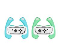 2Pcs Volant de Course pour Switch OLED, Gauche et Droite Dual Controller Grips Contrôleur de Jeu de Remplacement Accessoires de Jeux de Course (Bleu/Vert)