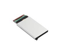 2pcs Wallet Card Holder Metal Thin Slim Men Women Wallets Pop Up Minimalist Small Black Purse Vallet Walets(Silver)