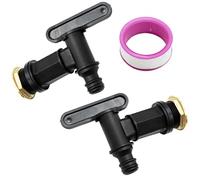 2pcs Water Butt Tap Hosepipe Rain Barrel/ ¾ BSP Thread Replacement Tap with Water-tap Interface raw Tape, Black Plastic Snap-Fit Connector Beer Home Brew Push-Fit Water-tap Water Butt Tap Y