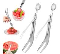 2Pcs Watermelon coupe-pastèque, trancheuse coupe-fruits en acier inoxydable 3-en-1 outil coupe-pastèque portable pour fête à la maison outil couteau à pastèque, outil de coupe moulin à pastèque