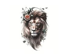 2pcs Waterproof Temporary Tattoo Sticker Wolf Tiger Lion Realistic Animal Body Art Arm Fake Tattoos Sleeve Women Men(005)