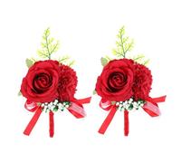2Pcs Wedding Decoration Artificial Flower Corsage Brooch Bridegroom and Guests Elegant Simulation Floral Accessory for Special Occasions