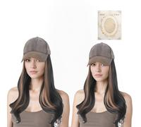 2PCS Wig-Chapeau Combiné Femme - Longue Et Bouclée, 50cm, Bonnet Wig, Bonnet Perruque Femme, à Toutes Saisons, Naturel, Pratique, élégant, Respirant, Amincissant, Pour Offrir En Cadeau