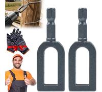 2Pcs Wire Twister Tool for Drill, Steel Wire Twisting Tool for Drill with 6mm Hex Shank, Winding Tools & Twisting Sleeve, for Construction and Fence (9# + 9#)