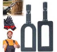 2Pcs Wire Twister Tool for Drill, Steel Wire Twisting Tool for Drill with 6mm Hex Shank, Winding Tools & Twisting Sleeve, for Construction and Fence (9# + 11#)