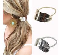 2Pcs Women s Leaf Hairband Ponytail Holder Elastic Hair Styling Rope Creative And Exquisite Workmanship Professional