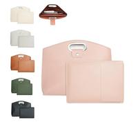 2PCS Women's Laptop Tote Bag Set,Waterproof Leather 14-16in Handbag,Large Work Tote Bag Briefcase for Laptops and iPad Cases (Pink)