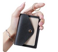 2pcs Women's Wallet Coin Purse Card Holder Mini Casual Style with Keyring Lightweight Credit(Black)