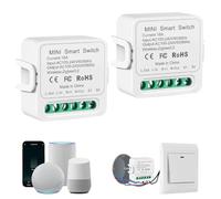 2PCS Zigbee Interrupteur Intelligent, 16A Zigbee Smart Interrupteur Module | Mini Smart Switch compatible avec Smart Life, Tuya app, Alexa, Google Home, NéCessite Un Fil Neutre,100-240v
