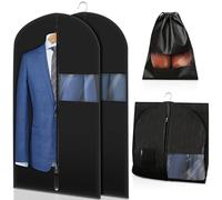 2Pcs100x60CM Housse Vetements à Suspendre + 1 Sacs à Chaussures, Anti Poussière Humidité Housse Housses de Vêtements, avce Zip, Housse Costume, Protection des Vêtements pour Manteau, Robes, Chemises