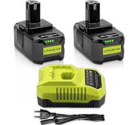 2pièce RB18L50 18V 5,5Ah Batterie de Remplacement pour Ryobi Batterie + 1pièce 9,6V-18V 3A pour Ryobi Lithium-Ionen & Ni-Mh Chargeur BCL14181H