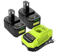 2pièce RB18L50 18V 5,5Ah Batterie de Remplacement pour Ryobi Batterie + 1pièce 9,6V-18V 3A pour Ryobi Lithium-Ionen & Ni-Mh Chargeur BCL14181H