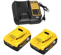 2pièces 10,0Ah Rechange Batterie pour Dewalt 18V + 3A pour Dewalt Chargeur DCB107 10.8-20V Compatible pour Dewalt Batterie DCB180 DCB181 DCB182 DCB183 DCB184 DCB185 DCB200 DCB201 DCB203 DCB204 Powayup