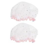 2Pièces Bonnets de Bain Imperméables Satin Lot de Casquettes de Élégantes pour Baignade et Spa Protection Lors de Utilisation à Domicile