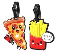 2Pièces Etiquette Bagage été Printemps Étiquette Valise Avion Valise Avion Étiquette de Voyage Étiquettes Porte Adresse Porte Mignon Etiquette Bagage pour Valise Bagage Sacs à Dos Voyages,Pizza Frites