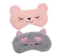 2Pièces Masque de Peluche Animaux Yeux Doux pour Dormeurs pour Voyage Design Carton Ours Chat
