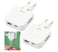 2pièces Prise Plate Derriere Meuble, Multiprise Plate, Multiprise Plate Derriere Meuble 180° Rotatable avec 1 USB+1 USB-C, Prise Plat e Pivotante Blanc, Prise Plat e Espace Restreint Bureau Maison