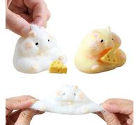 2Pièces Squeeze Hamster, Hamster Presser, Squishy, Jouet en Forme De Hamster Presser, Hamster Spongieux avec Fromage, Jouets Sensoriels, Jouet Pincer, Jouets Mignons pour Soulager Stress Hamster