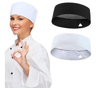 2Pièces Toque de Cuisinier, Chapeaux de chef unisexes, chapeau de chef de cuisine réglable et respirant, chapeau de gastronomie, Service Alimentaire Chapeau de Chef pour cuisine restaurant, noir blanc