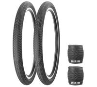 2PSC 57-507/57-559 Pneu de vélo pliable 24/26 x 2,125 pouces Compatible avec VTT pour enfant/vélo de ville/BMX/vélo de plage (noir, 26 x 2,125 pouces)