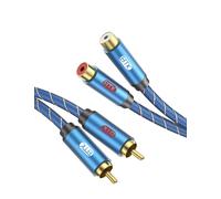 2RCA Cable,2RCA Extension Cable (L&R Interface) Male to 2RCA Female Aluminum Housing Nylon Braided Stereo Audio Cable for TV,Soundbar,Game Consoles,Hi-Fi Systems (F-2M)