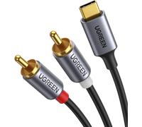 2RCA USB C Audio Stereo Adapter Cable Type C Male to 2RCA Male Y Auxiliary Audio Digital Cable Compatible with Phone Amplifier Speaker HDTV Home Theater Video Projector 1.5M