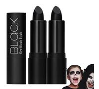 2Rouge À Lèvres Noir Halloween, Peinture Noire Pour Le Visage Halloween, Rouge À Lèvres Satiné Pour Le Visage, Brillant À Lèvres Mat, Brillant À Lèvres Anti-adhérent, Rouge À Lèvres Mat Et Crayon